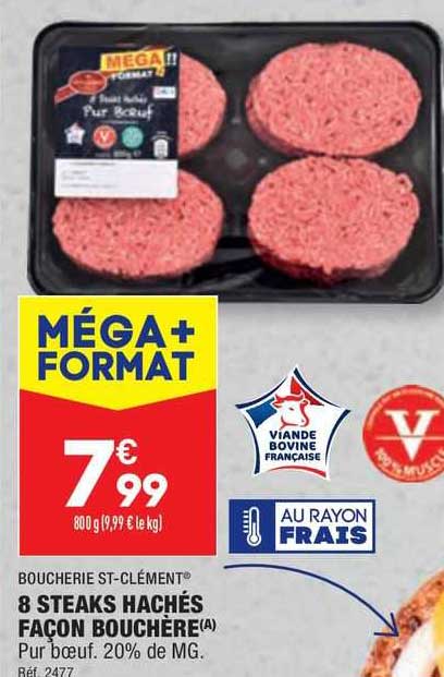8 steaks hachés façon bouchère boucherie st-clément