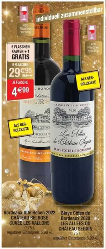 bordeaux alte reben 2022 château belrose cuvée les vallons, blaye côtes de bordeaux 2020 les allées ou château seguin