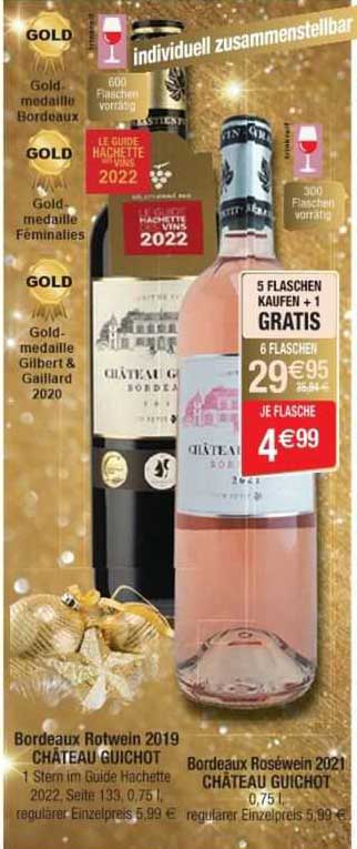 bordeaux rotwein 2019 château guichot, bordeaux roséwein 2021 château guichot