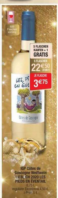 igp côtes de gascogne weißwein lieblich 2020 les pieds en éventail