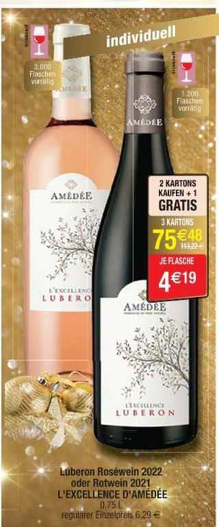 luberon roséwein 2022 oder rotwein 2021 l'excellence d'amédée