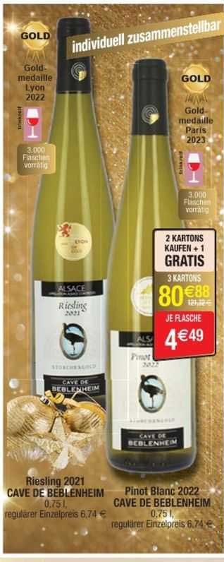 riesling 2021 cave de beblenheim, pinot blanc 2022 cave de beblenheim