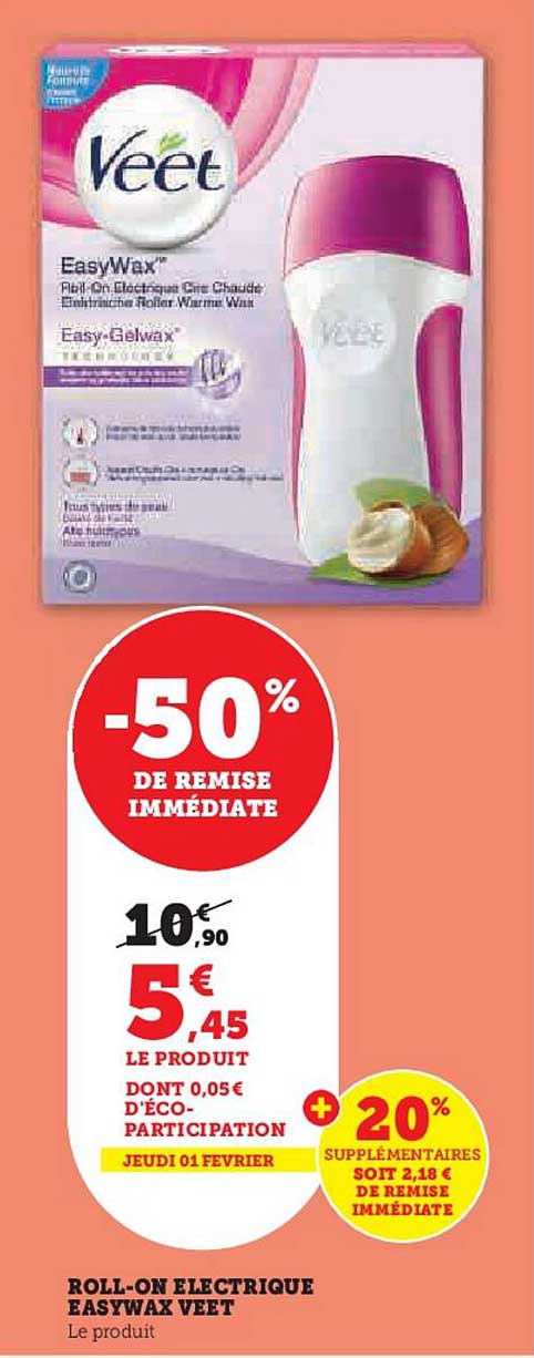 roll-on électrique easywax veet