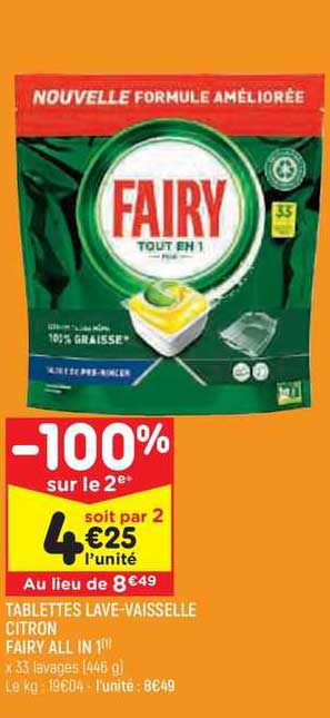 tablettes lave-vaisselle citron fairy all in 1
