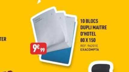 10 blocs dupli maître d'hotel 80 x 150 exacompta