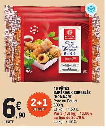 16 pâtés impériaux surgelés "hoa nam"