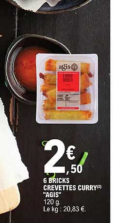 6 bricks crevettes curry "agis"