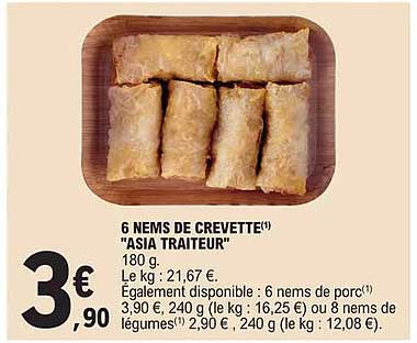 6 nems de crevette "asia traiteur"