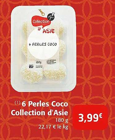 6 perles coco collection d'asie