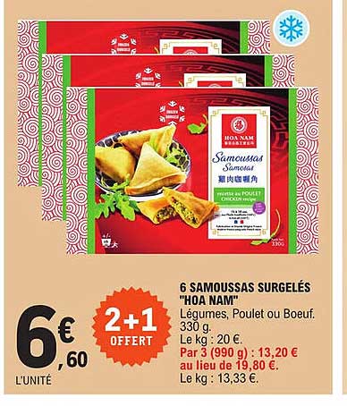 6 samoussas surgelés "hoa nam"