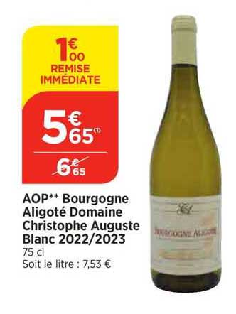 aop bourgogne aligoté domaine christophe auguste blanc 2022/2023