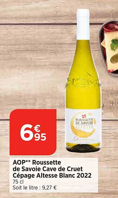 aop roussette de savoie cave de cruet cépage altesse blanc 2022