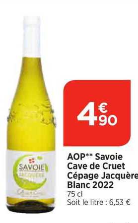 aop savoei cave de cruet cépage jacquère blanc 2022