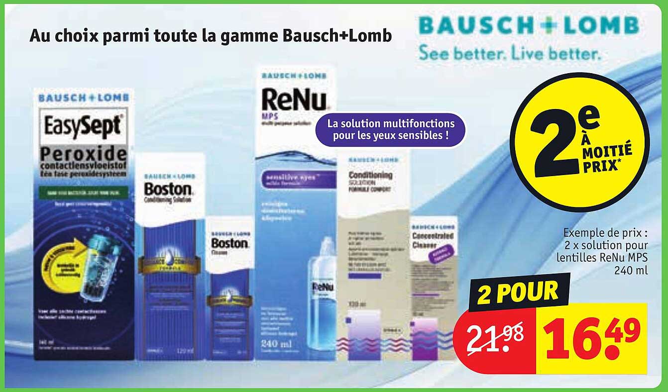 bausch + lomb 2 x solution pour lentilles renu mps