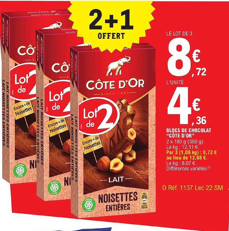 Blocs De Chocolat "côte D'or"