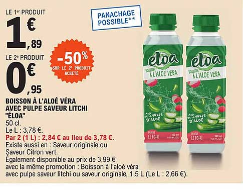 boisson à l'aloé véra avec pulpe saveur litchi "éloa"