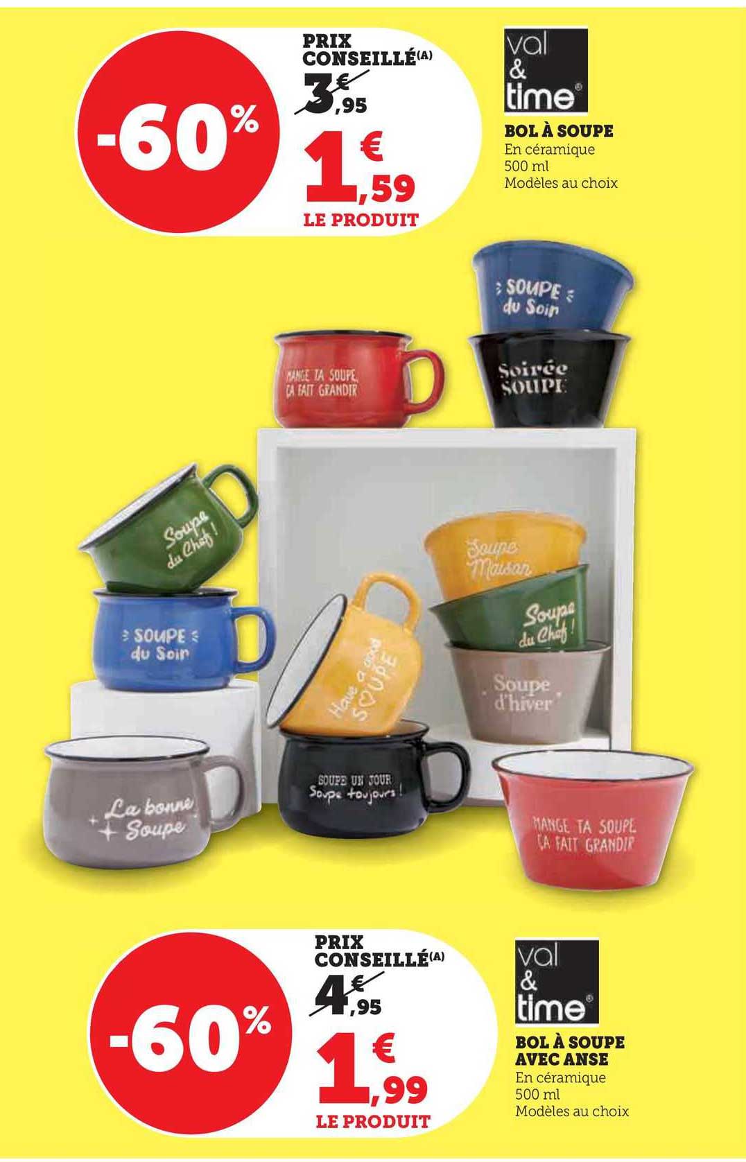 bol à soupe, bol à soupe avec anse val & time