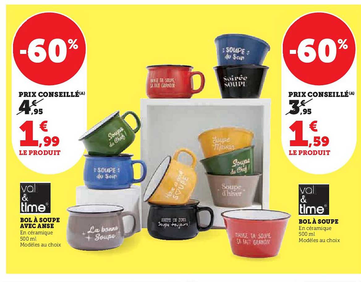 Bol à Soupe Avec Anse, Bol à Soupe Val&time