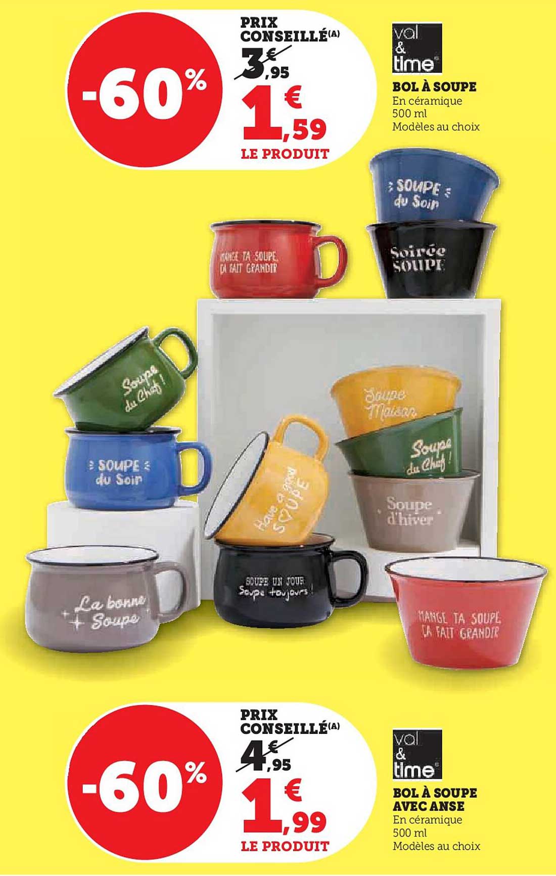 bol à soupe val & time, bol à soupe avec anse val & time