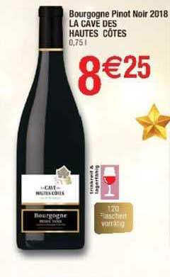 bourgogne pinot noir 2018 la cave des hautes côtes