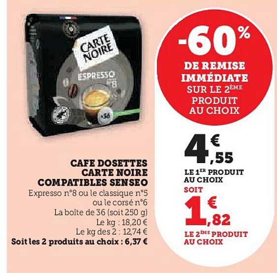 cafe dosettes carte noire compatibles senseo