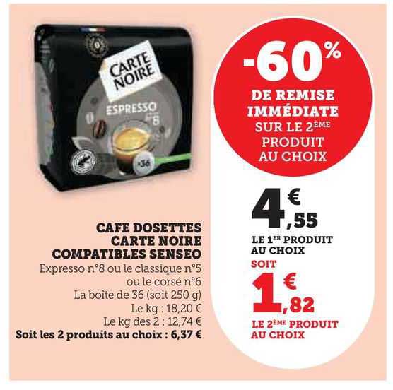 café dosettes carte noire compatibles senseo