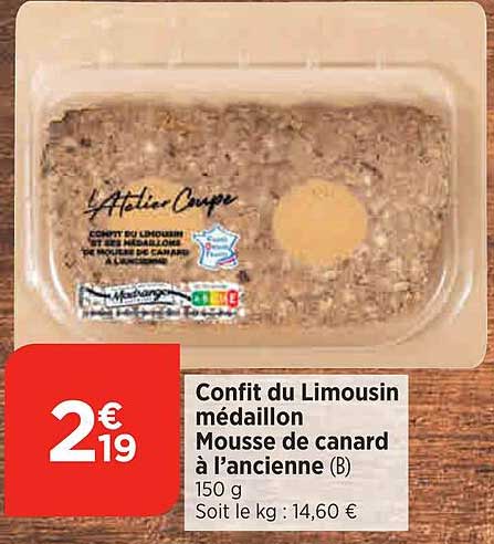 confit du limousin médaillon mousse de canard à l'ancienne
