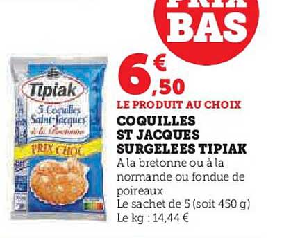 coquilles st jacques surgelées tipiak