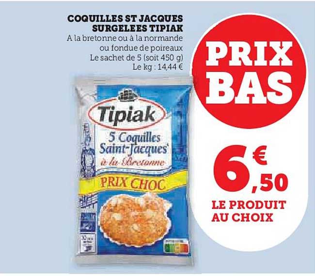 coquilles st jacques surgelées tipiak