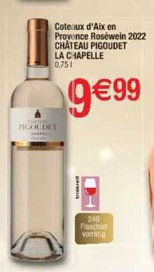 côteaux d'aix en provence roséwein 2022 château pigoudet la chapelle