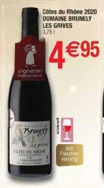 côtes du rhône 2020 domaine brunely les grives
