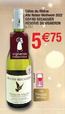 côtes du rhône alte reben weißwein 2022 grand becassier réserve du vigneron