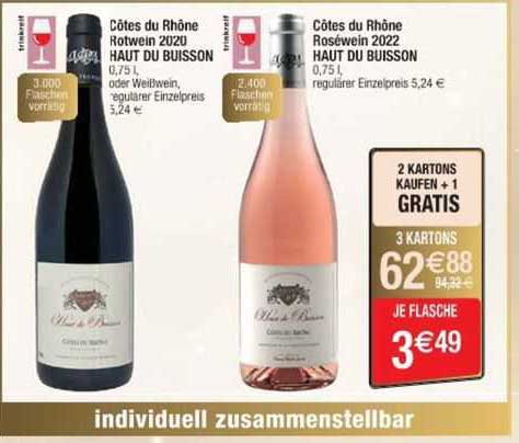 côtes du rhône rotwein 2020 haut du buisson, côtes du rhône roséwein 2022 haut du buisson