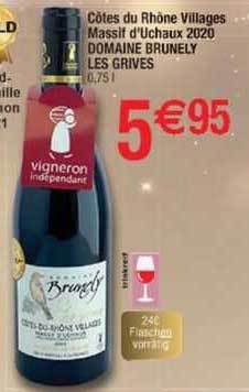 côtes du rhône villages massif d'uchaux 2020 domaine brunely les grives