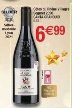 côtes du rhône villages seguret 2020 canta granouio