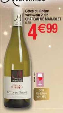 côtes du rhône weißwein 2022 château de marjolet