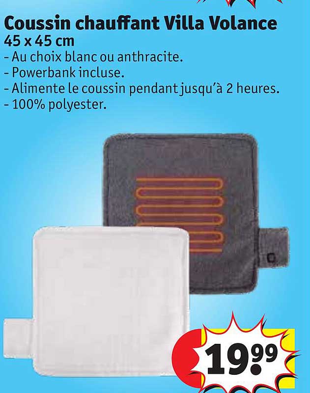 coussin chauffant villa volance 45x45 cm