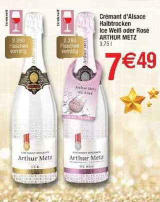 crémant d'alsace halbtrocken ice weiß oder rosé arthur metz