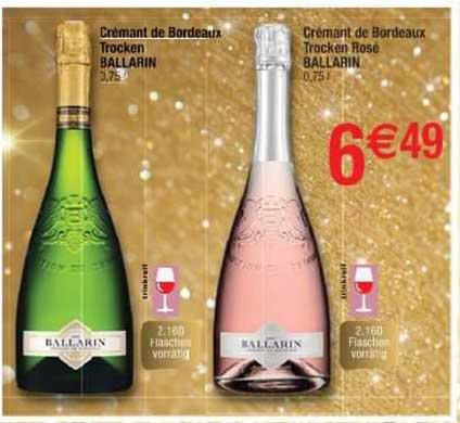 crémant de bordeaux trocken ballarin, crémant de bordeaux trocken rosé ballarin