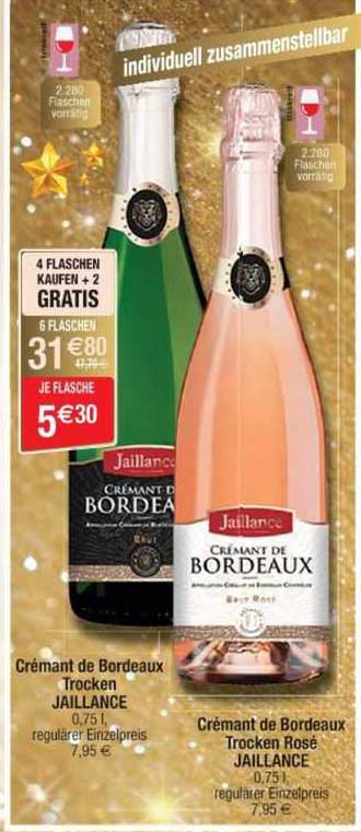 crémant de bordeaux trocken jaillance, crémant de bordeaux trocken rosé jaillance