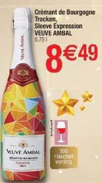crémant de bourgogne trocken, sleeve expression veuve ambal