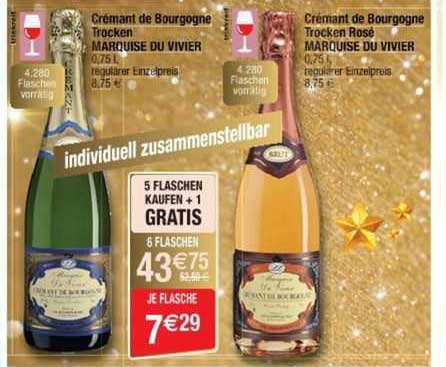 crémant de bourgogne trocken marquise du vivier, crémant de bourgogne trocken rosé marquise du vivier