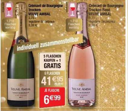 crémant de bourgogne trocken veuve ambal, crémant de bourgogne trocken rosé veuve ambal