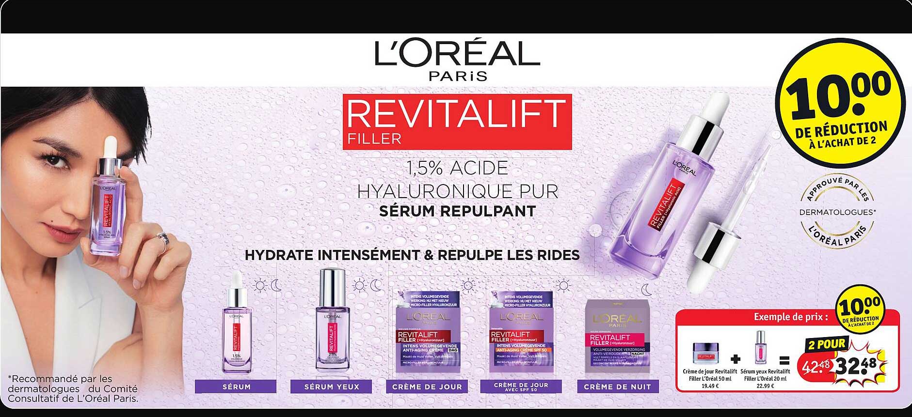 crème de jour revitalift filler l'oréal + sérum yeux revitalift filler l'oréal