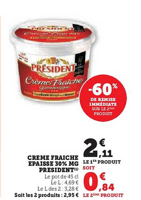 Creme Fraiche Epaisse 30% Mg President