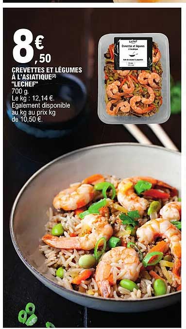 crevettes et légumes à l'asiatique "lechef"