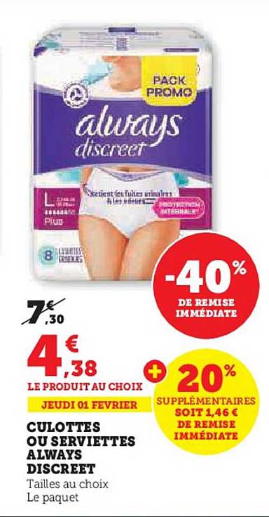 Culottes Ou Serviettes Always Discreet