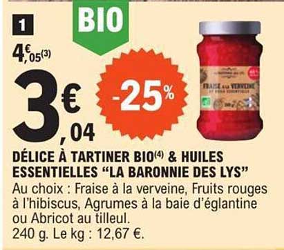 délice à tartiner bio & huiles essentielles "la baronnie des lys"