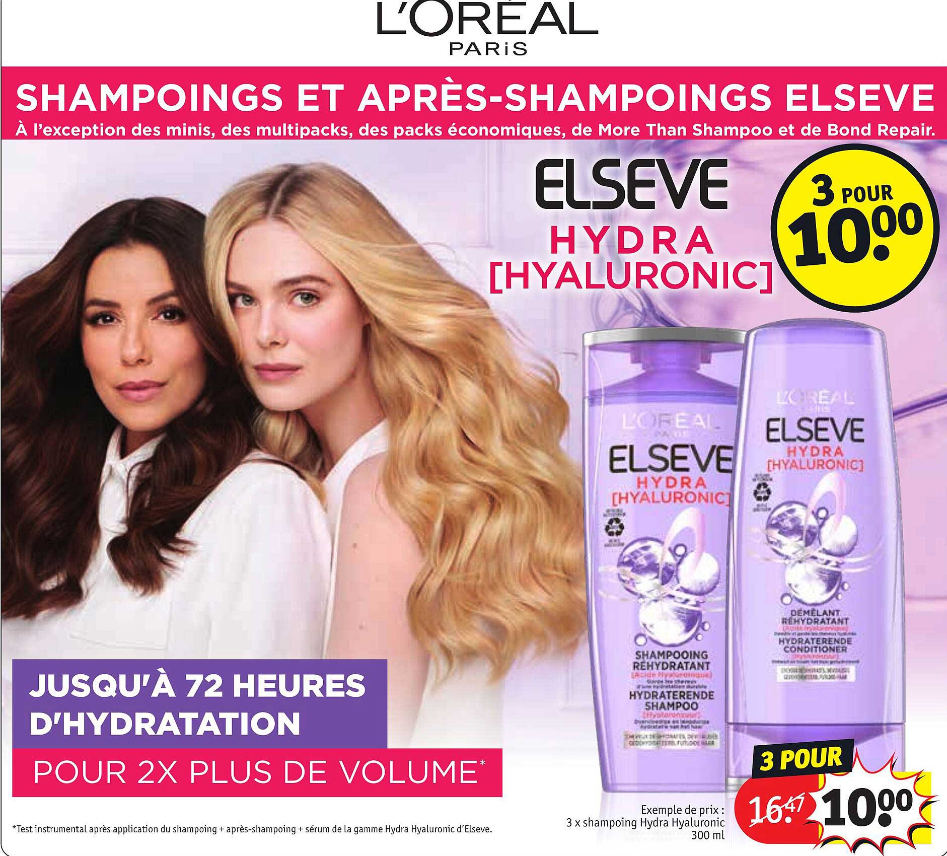 elseve 3 x shampoing hydra hyaluronic