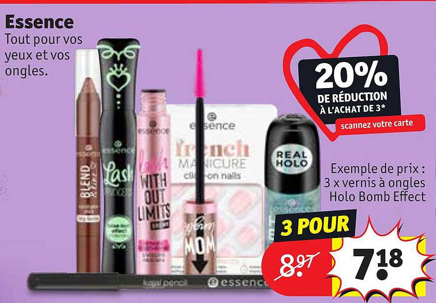 essence 3 x vernis à ongles holo bomb effect